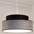 Ljuskrona med textilsladd GRACE 1xE27/60W/230V diameter 40 cm svart/grå