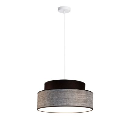 Ljuskrona med textilsladd GRACE 1xE27/60W/230V diameter 40 cm svart/grå