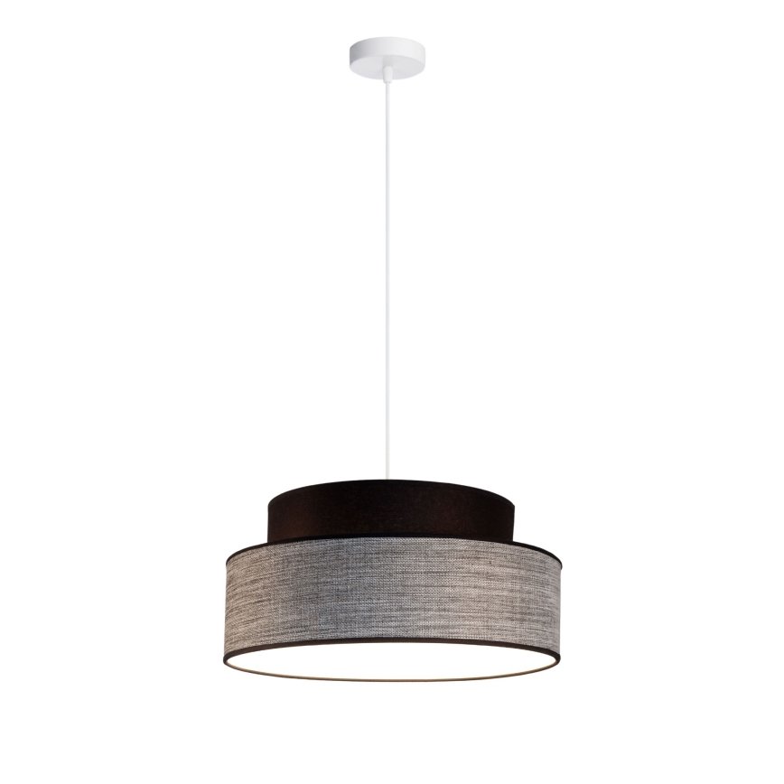Ljuskrona med textilsladd GRACE 1xE27/60W/230V diameter 40 cm svart/grå