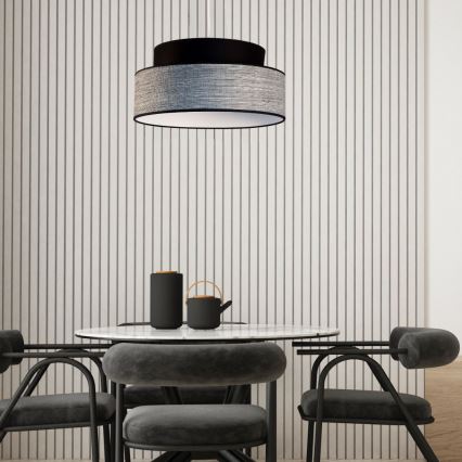 Ljuskrona med textilsladd GRACE 1xE27/60W/230V diameter 40 cm svart/grå