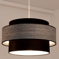 Ljuskrona med textilsladd GRACE 1xE27/60W/230V diameter 40 cm svart/grå