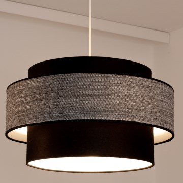 Ljuskrona med textilsladd GRACE 1xE27/60W/230V diameter 40 cm svart/grå