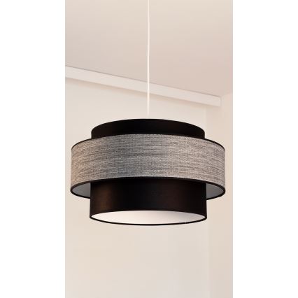 Ljuskrona med textilsladd GRACE 1xE27/60W/230V svart/grå
