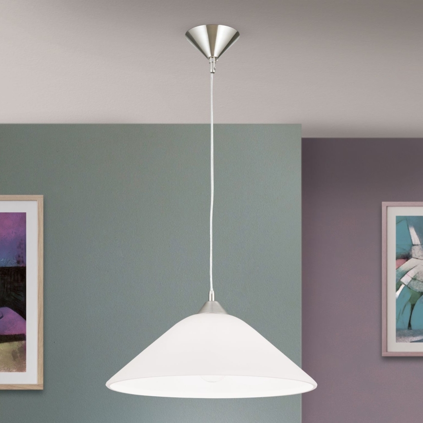 Ljuskrona med textilsladd GRADO 1xE27/60W/230V diameter 40 cm matt krom