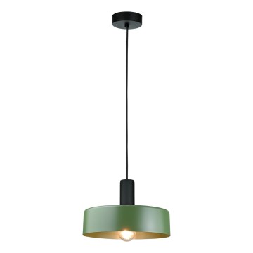 Ljuskrona med textilsladd HAKI 1xE27/60W/230V grön/svart