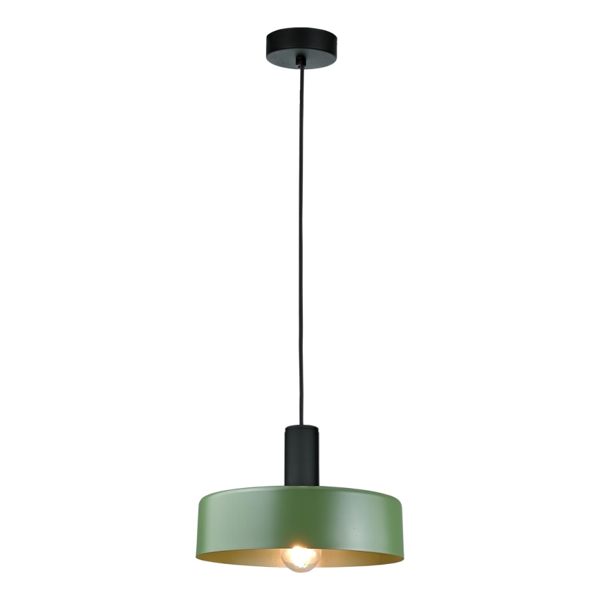 Ljuskrona med textilsladd HAKI 1xE27/60W/230V grön/svart