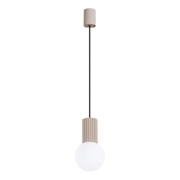 Ljuskrona med textilsladd HALO 1xG9/8W/230V diameter 12 cm beige