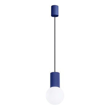 Ljuskrona med textilsladd HALO 1xG9/8W/230V diameter 12 cm blå