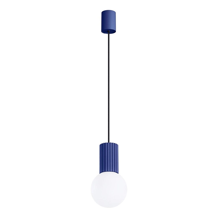 Ljuskrona med textilsladd HALO 1xG9/8W/230V diameter 12 cm blå
