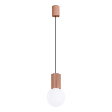 Ljuskrona med textilsladd HALO 1xG9/8W/230V diameter 12 cm brun