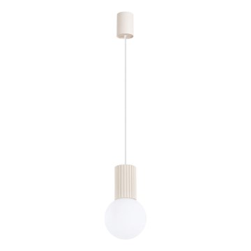 Ljuskrona med textilsladd HALO 1xG9/8W/230V diameter 12 cm grädde