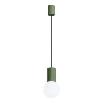 Ljuskrona med textilsladd HALO 1xG9/8W/230V diameter 12 cm grön