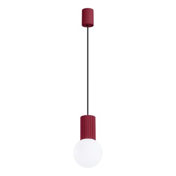 Ljuskrona med textilsladd HALO 1xG9/8W/230V diameter 12 cm röd