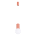 Ljuskrona med textilsladd HALO 1xG9/8W/230V diameter 12 cm rosa