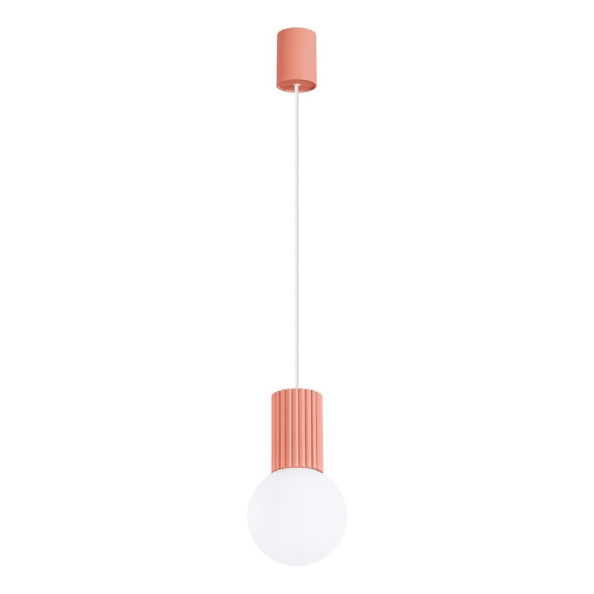 Ljuskrona med textilsladd HALO 1xG9/8W/230V diameter 12 cm rosa