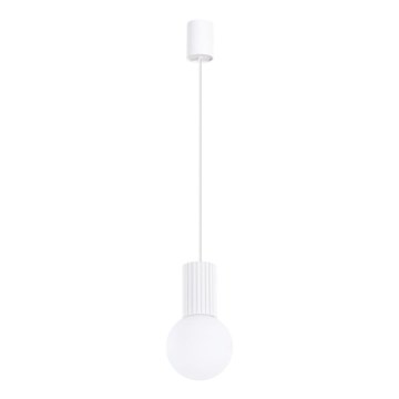 Ljuskrona med textilsladd HALO 1xG9/8W/230V diameter 12 cm vit