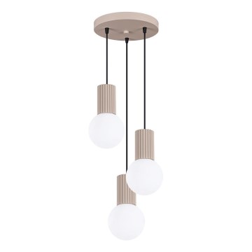 Ljuskrona med textilsladd HALO 3xG9/8W/230V diameter 25 cm beige