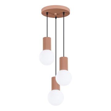 Ljuskrona med textilsladd HALO 3xG9/8W/230V diameter 25 cm brun