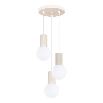 Ljuskrona med textilsladd HALO 3xG9/8W/230V diameter 25 cm grädde