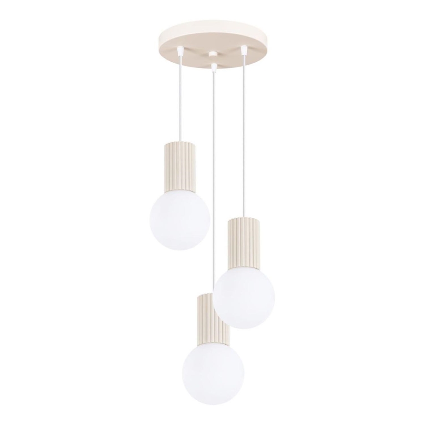 Ljuskrona med textilsladd HALO 3xG9/8W/230V diameter 25 cm grädde