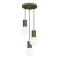 Ljuskrona med textilsladd HALO 3xG9/8W/230V diameter 25 cm grön
