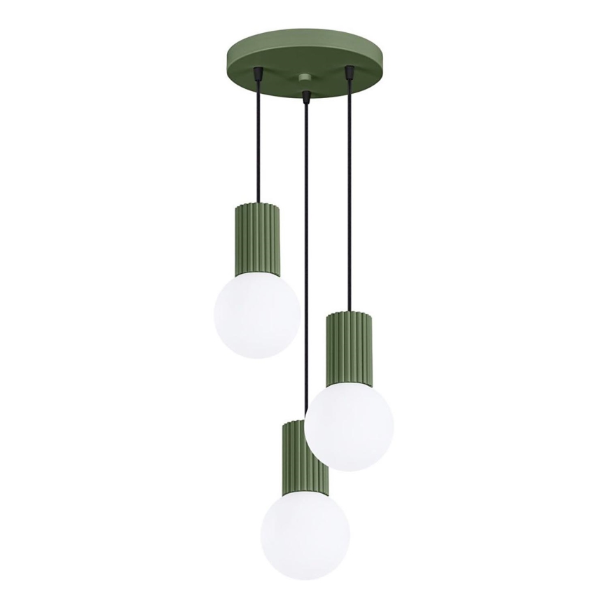 Ljuskrona med textilsladd HALO 3xG9/8W/230V diameter 25 cm grön