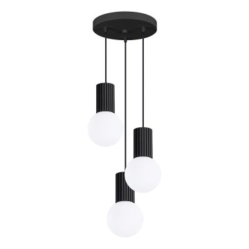 Ljuskrona med textilsladd HALO 3xG9/8W/230V diameter 25 cm svart