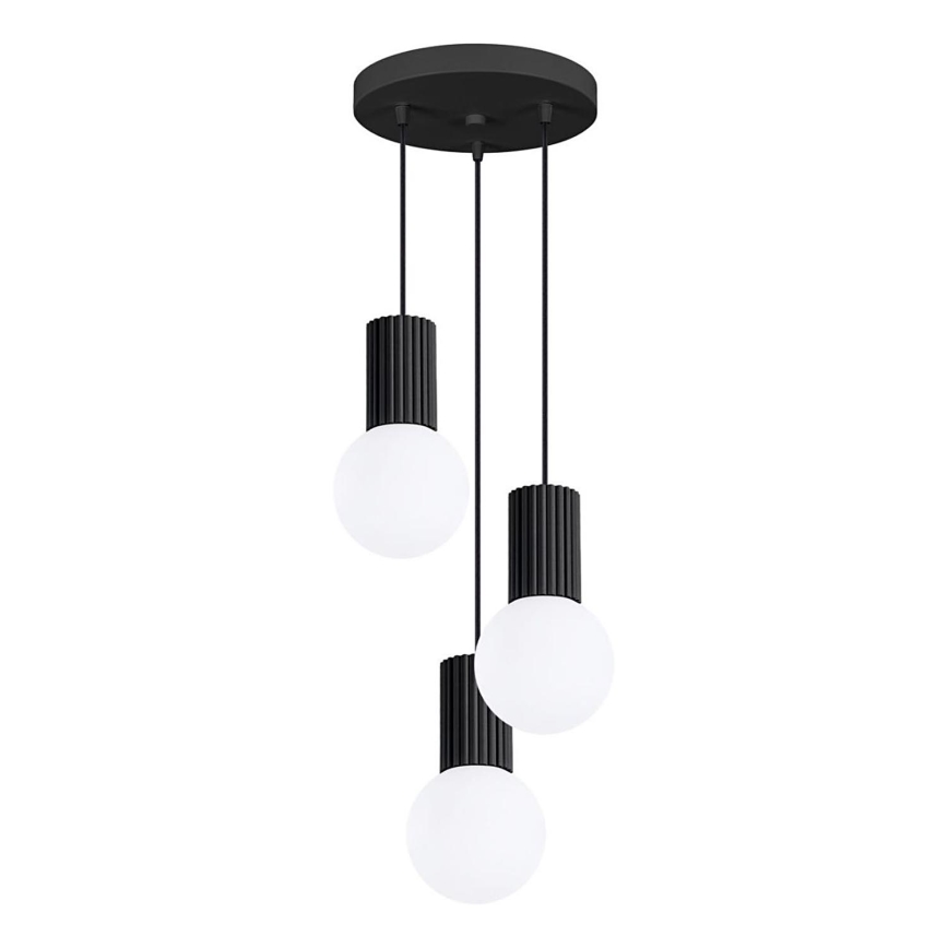 Ljuskrona med textilsladd HALO 3xG9/8W/230V diameter 25 cm svart