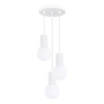 Ljuskrona med textilsladd HALO 3xG9/8W/230V diameter 25 cm vit