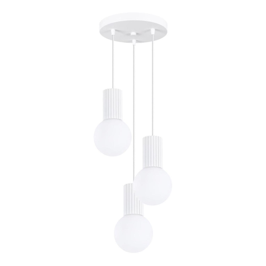 Ljuskrona med textilsladd HALO 3xG9/8W/230V diameter 25 cm vit