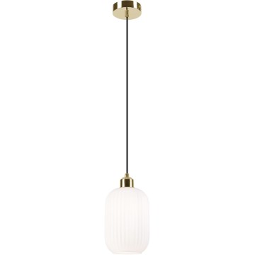 Ljuskrona med textilsladd HARMA 1xE27/15W/230V diameter 14 cm vit/guld