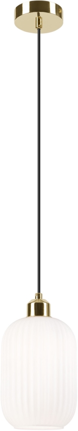 Ljuskrona med textilsladd HARMA 1xE27/15W/230V diameter 14 cm vit/guld