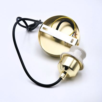 Ljuskrona med textilsladd HARMA 1xE27/15W/230V diameter 14 cm vit/guld
