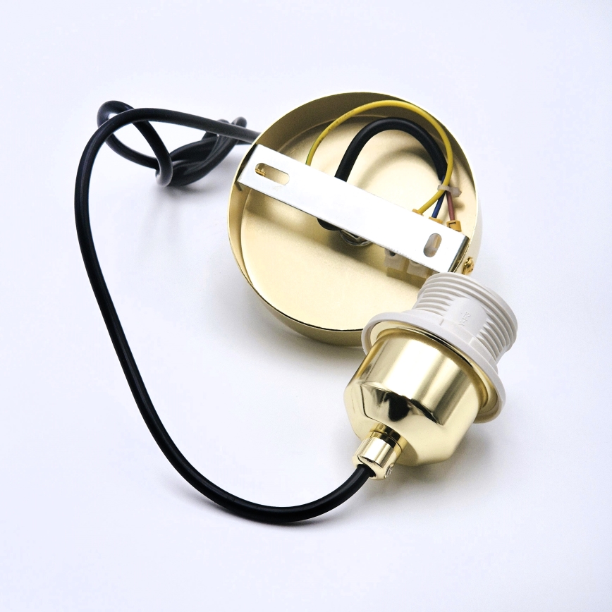 Ljuskrona med textilsladd HARMA 1xE27/15W/230V diameter 14 cm vit/guld