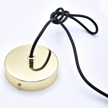 Ljuskrona med textilsladd HARMA 1xE27/15W/230V diameter 14 cm vit/guld