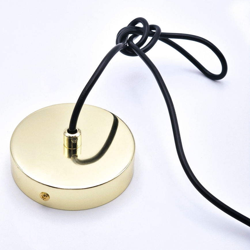 Ljuskrona med textilsladd HARMA 1xE27/15W/230V diameter 14 cm vit/guld