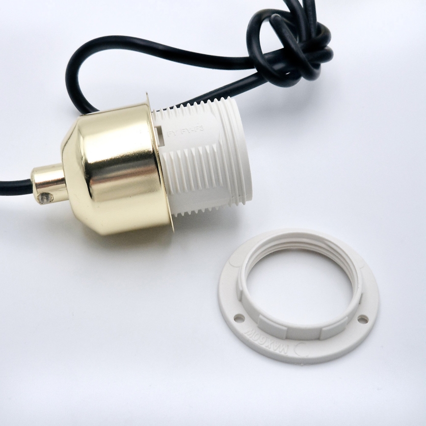 Ljuskrona med textilsladd HARMA 1xE27/15W/230V diameter 14 cm vit/guld