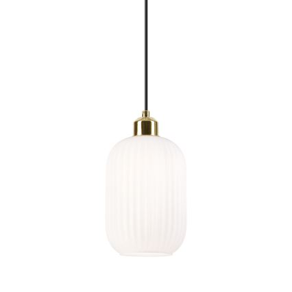 Ljuskrona med textilsladd HARMA 1xE27/15W/230V diameter 14 cm vit/guld