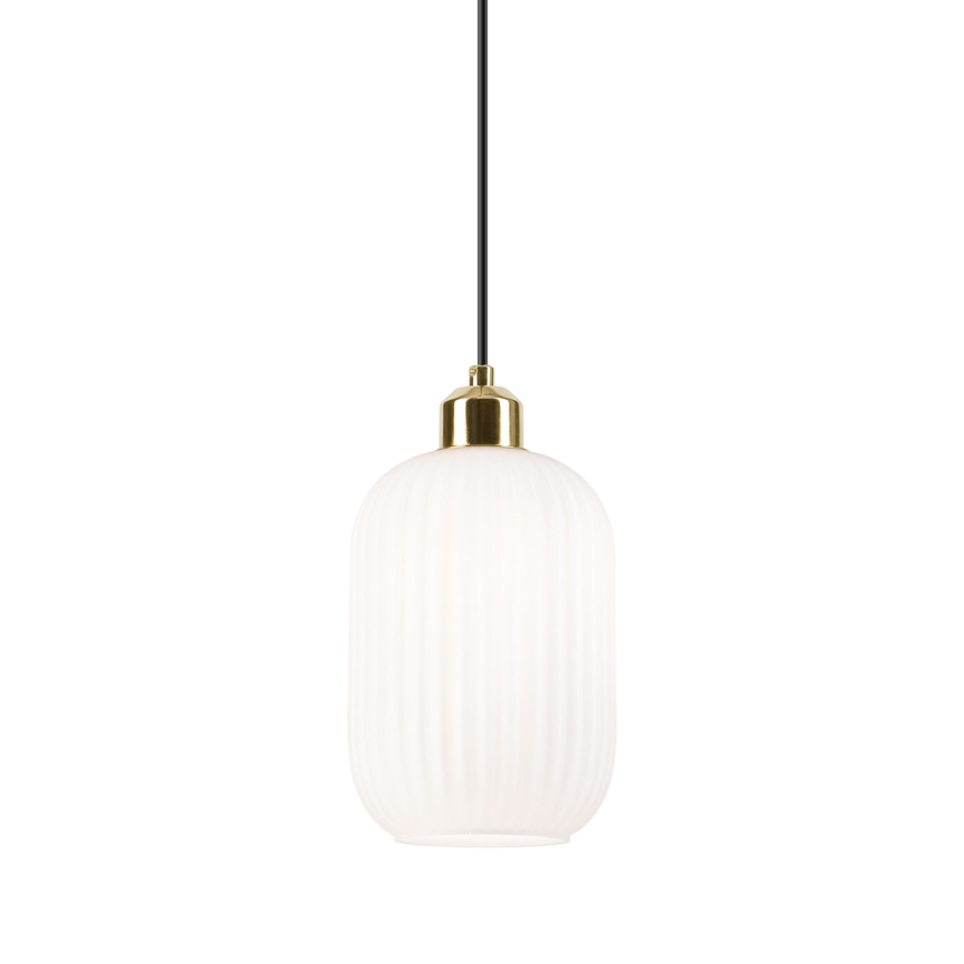 Ljuskrona med textilsladd HARMA 1xE27/15W/230V diameter 14 cm vit/guld