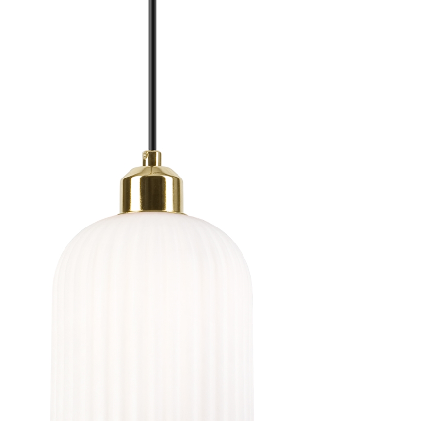 Ljuskrona med textilsladd HARMA 1xE27/15W/230V diameter 14 cm vit/guld
