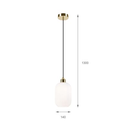 Ljuskrona med textilsladd HARMA 1xE27/15W/230V diameter 14 cm vit/guld