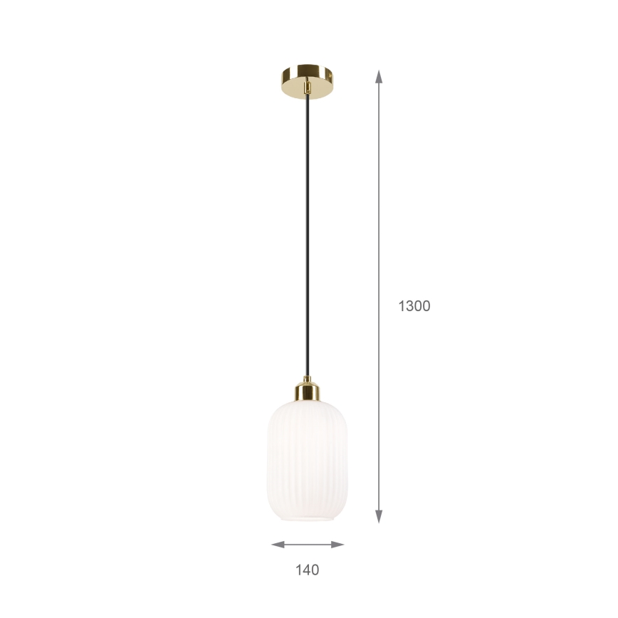 Ljuskrona med textilsladd HARMA 1xE27/15W/230V diameter 14 cm vit/guld