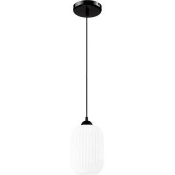 Ljuskrona med textilsladd HARMA 1xE27/15W/230V diameter 14 cm vit/svart