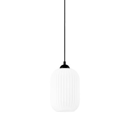 Ljuskrona med textilsladd HARMA 1xE27/15W/230V diameter 14 cm vit/svart