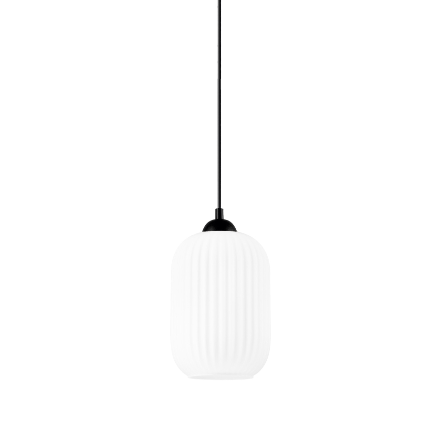 Ljuskrona med textilsladd HARMA 1xE27/15W/230V diameter 14 cm vit/svart