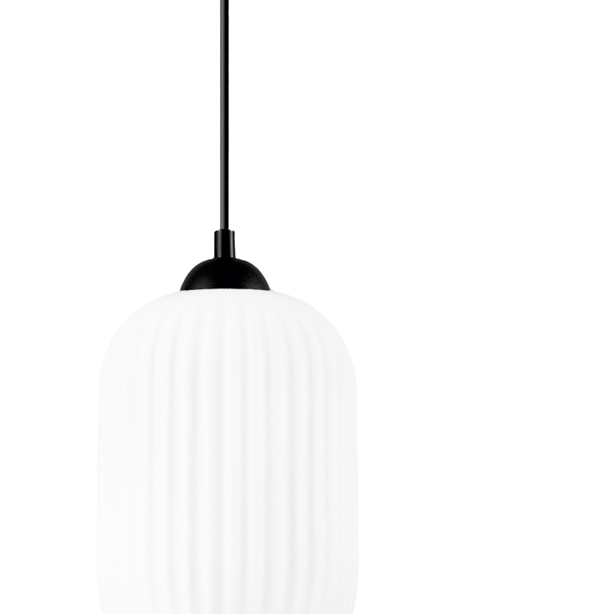 Ljuskrona med textilsladd HARMA 1xE27/15W/230V diameter 14 cm vit/svart