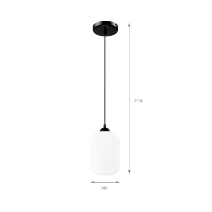 Ljuskrona med textilsladd HARMA 1xE27/15W/230V diameter 14 cm vit/svart