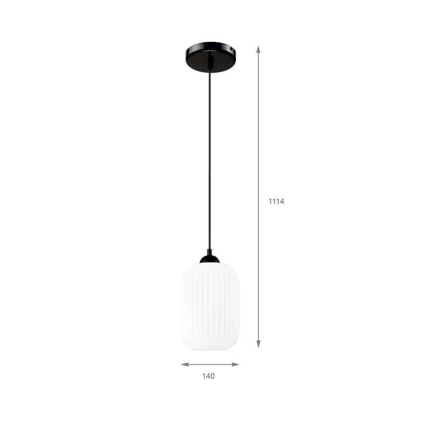 Ljuskrona med textilsladd HARMA 1xE27/15W/230V diameter 14 cm vit/svart
