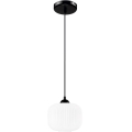 Ljuskrona med textilsladd HARMA 1xE27/15W/230V diameter 20 cm vit/svart