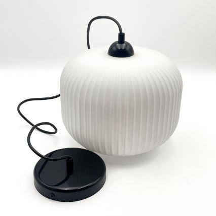 Ljuskrona med textilsladd HARMA 1xE27/15W/230V diameter 20 cm vit/svart